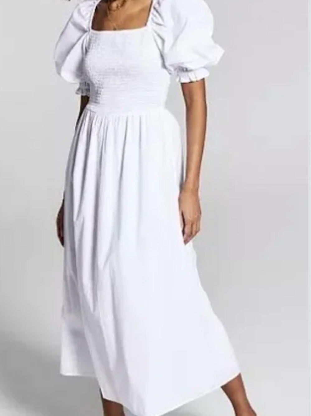 Lot of 2 Cottagecore Smocked Linen Puff-Sleeve Midi/Maxi Dresses. Size Medium
